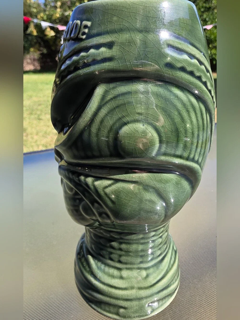 Vintage Jekyll & Hyde Club NYC Green Tiki Mug Headhunter 6.75”